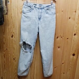 White Fable High Rise Distressed Dad Jeans